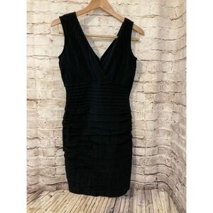 Dimitri Dress Womens Medium Black LBD Sheath Textured Ruffle Tiered Lagenlook